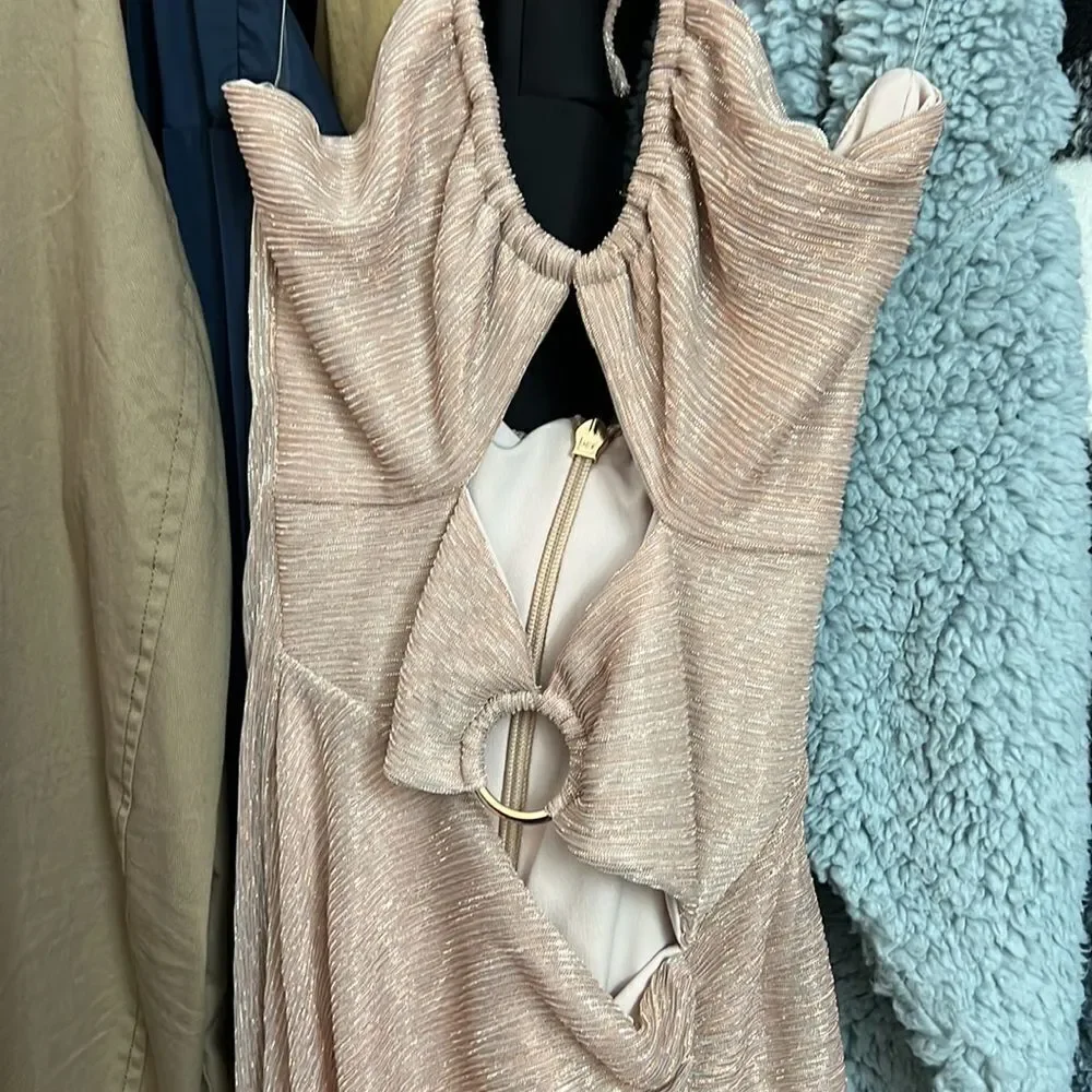 Nookie Halle Cut Out Maxi Dress Small in Nude $329